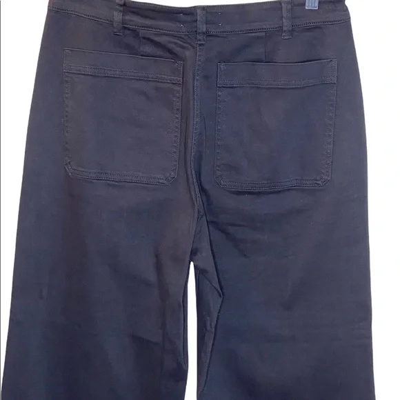 EVERLANE HIGH-RISE BLACK WIDE LEG CROPPED PANTS SIZE 14 - Picture 4 of 7